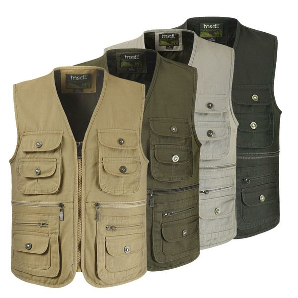 

mens large size loose multi pocket fishing vest climbing camping travel outdoor waistcoat multi-pocket pgraphy hunting vests, Gray;blue