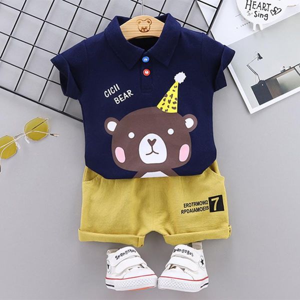 

boys clothes set summer cute cartoon bear animal casual baby clothes and shorts suits kids 1-4 years, White