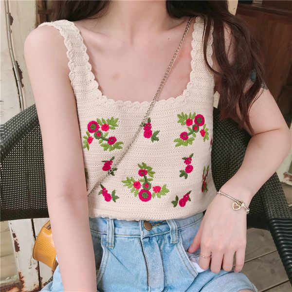 

fashion brand women's clothing summer new sweet korean style tees crop camis knitted off shoulder vetement femme new, White