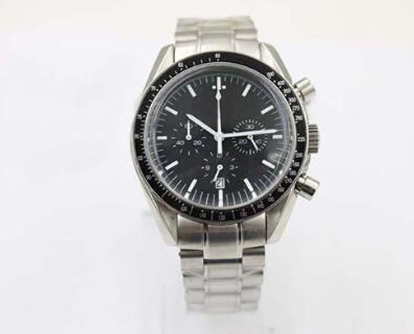 

new arrival quartz black face full stainless steel men's moon wristwatch analog ti3 professional speed male watch, Slivery;brown