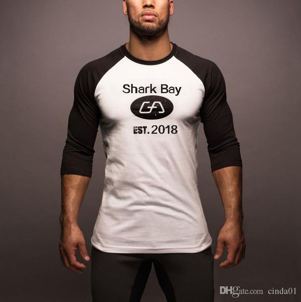 

bay letters printed mens конструктора тавра с длинным рукавом tshirts повседневный пуловер мужской high street gym fitness tops пассивом руб, White;black