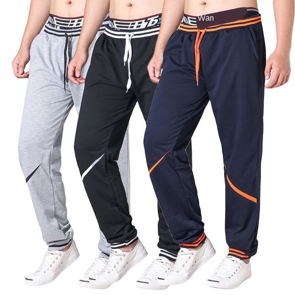 

mens designer k01 casual large size youth loose stitching sports pants, Black