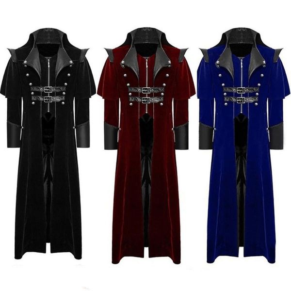 

мужской gothic фрки куртки мужчины кнопка мода стимпанк урожай фрак куртка готического фрок uniform coat vintage средневековая tuxedo, Black;brown
