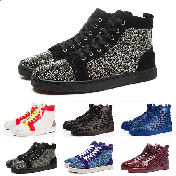 

2019 Top Quality Mens Womens Designer Genuine Leather Boots Luxury Spikes Oxford Dress Shoes Cool Fashion Youth High Top Casual Shoes