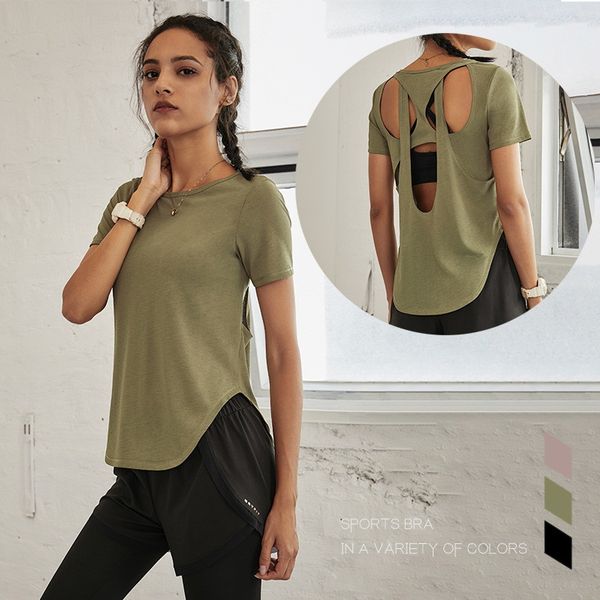 

mermaid curve perpetual series o collar sports training short sleeved t-shirt women summer 2020 yoga clothing fitness t-shirt, White;red