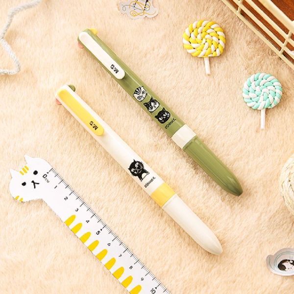 

10 pcs four-color ballpoint pen 0.5mm student cute cartoon 4-color oil pen office ballpoint black green red blue 80609, Blue;orange
