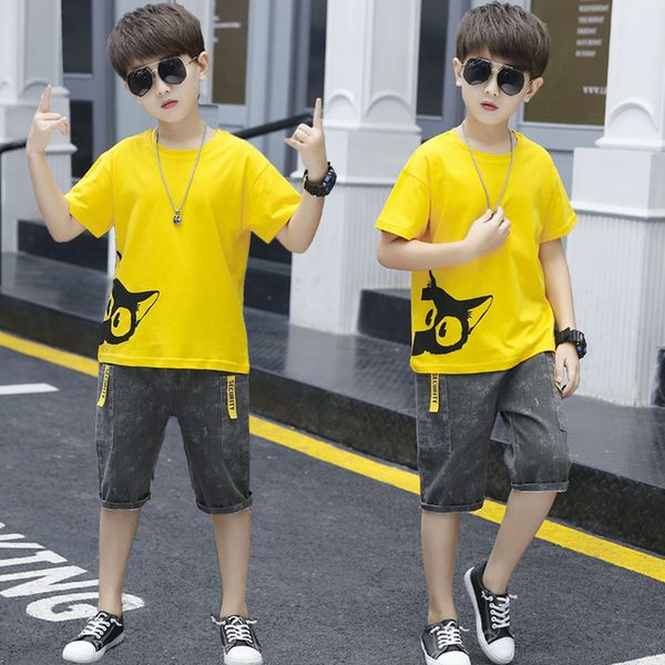 

boys clothes boutique 2020 fashion new summer clothing children's sportswear short sleeves and t-shirts clothes, White