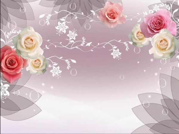 

retro nostalgic romantic rose tv background wall decorative painting window mural wallpaper