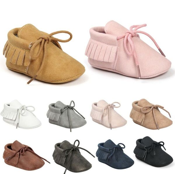 

baby pu leather tassel soft sole suede shoes pram soft sole prewalker anti-slip infant toddler newborn boy girl moccasin shoes, Black