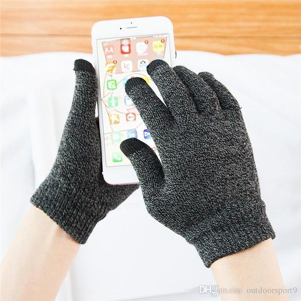 

2018 knitted fleece riding warm gloves climbing thermal gloves magic touch screen gloves for men and women, Black