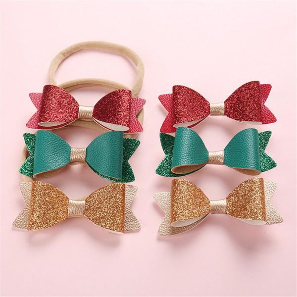 

10pcs/lot 2 layer synthetic leather sequin bow clip for kids princess chic bow hairpin hair accessories, Slivery;white