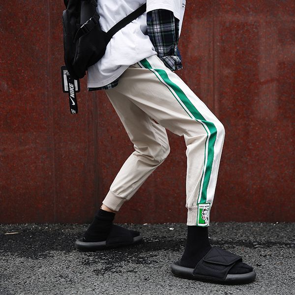 

2019 autumn and winter new retro european and american style lazy loose couple side tube casual pants, Black