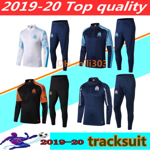 

2019 2020 olympique de marseille tracksuit soccer training suit maillot de foot 18 19 20 payet thauvin om football jacket jogging tracksuit, Black