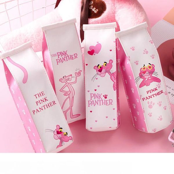 

cartoon pink panther milk bottle pencil case cute pen bag box stationery pouch gift for girls material school supplies escolar