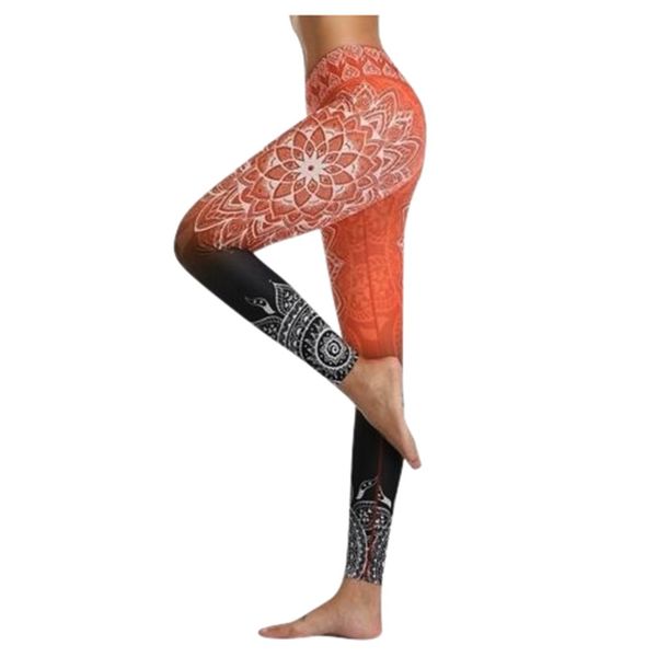 

orange mid yoga pants fitness sport leggings stripe printing elastic gym workout tights s-xl running trousers plus size 3xl #j, White;red