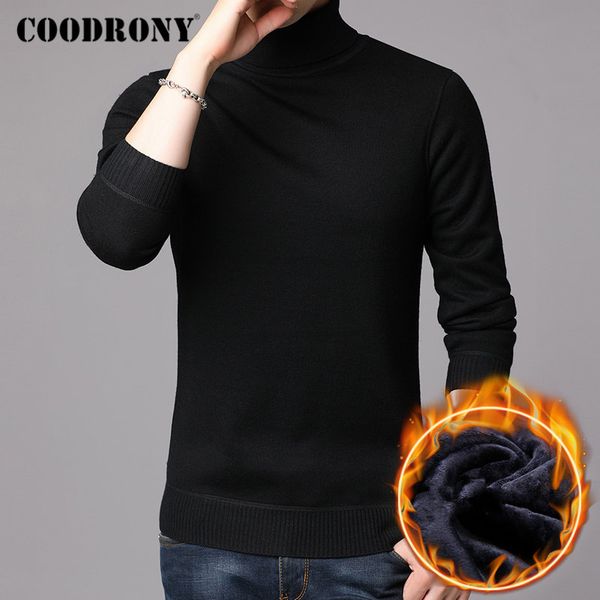 

coodrony brand winter sweater men pull homme with thick warm liner turtleneck sweaters pullover men clothes jersey hombre 91121, White;black