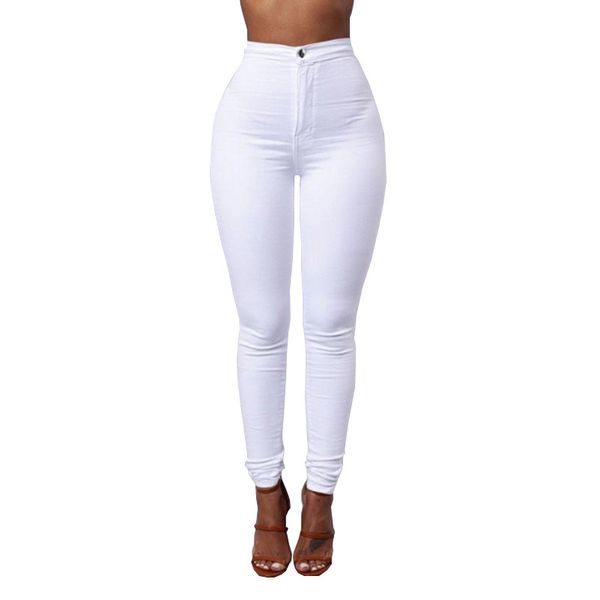 

candy color skinny jeans woman white black high waist render jeans vintage long pants pencil pants denim stretch feminino, Blue