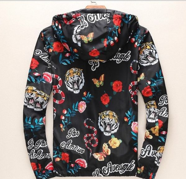 

2019 дизайнер mens конструктора пальто куртки с длинными рукавами мужчины моды тигр змея цифровой печати куртка бренда пальто m-3xl оптовой, Black;brown