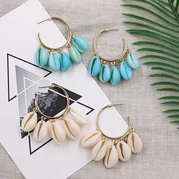 

cowrie shell hoop earrings for women summer beach earring handmade charm shell hoops fashion jewelry 2020 pendientes concha, Golden;silver