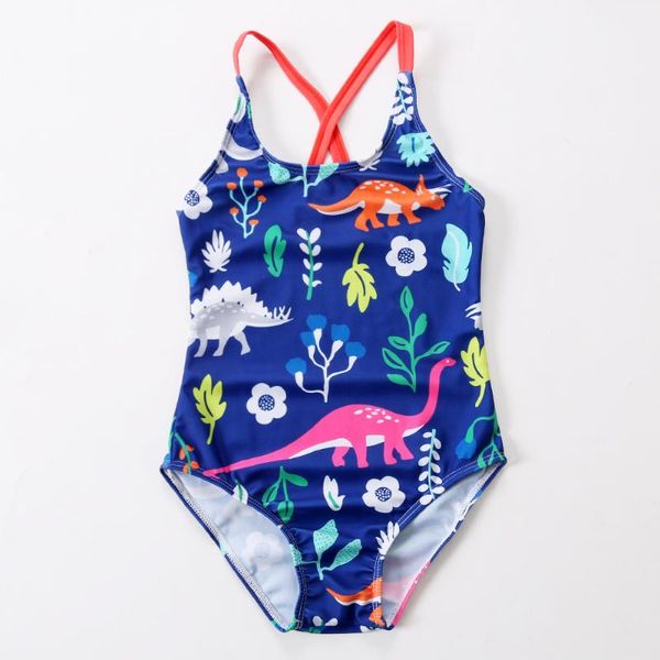 

2019 new swimsuit girls one piece swimwear dinosaur print bodysuit floral children beachwear sports swim suit bathing suit
