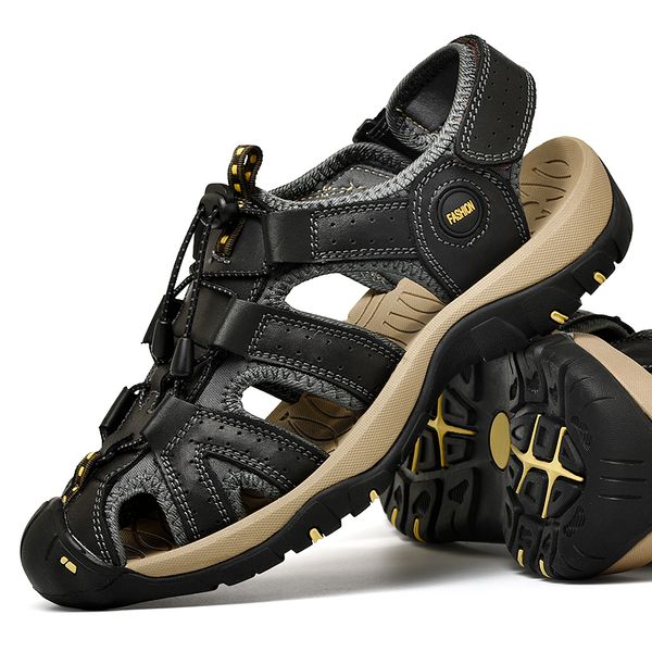 

genuine leather hiking sandals men waterproof trekking mountain climbing shoes sneakers man plus size 48 sport aqua trails shoes