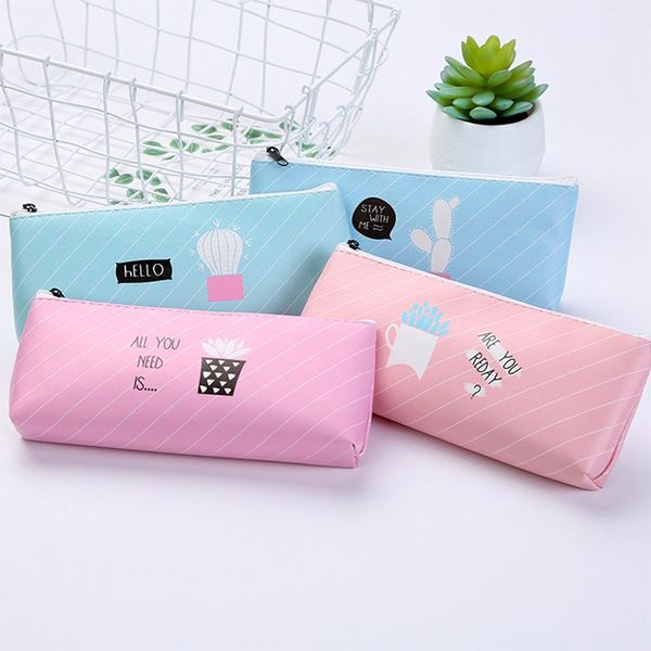 

cactus pencil case pu school supplies kawaii stationery office cute pencil box pen bags students gifts