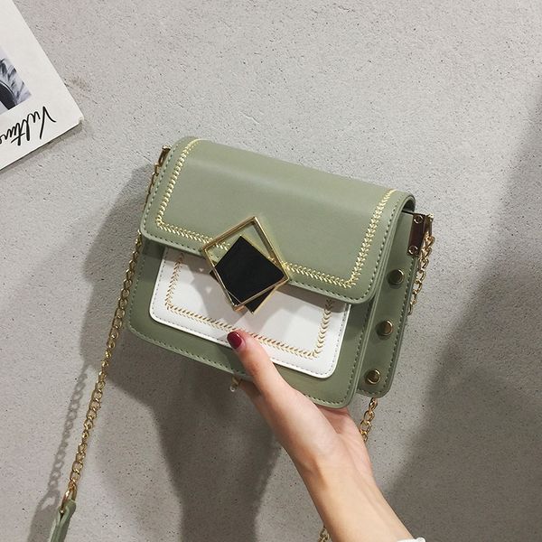 

2020 new ladies shoulder bag designer solid color chain luxury messenger bags rivet decoration leather handbags
