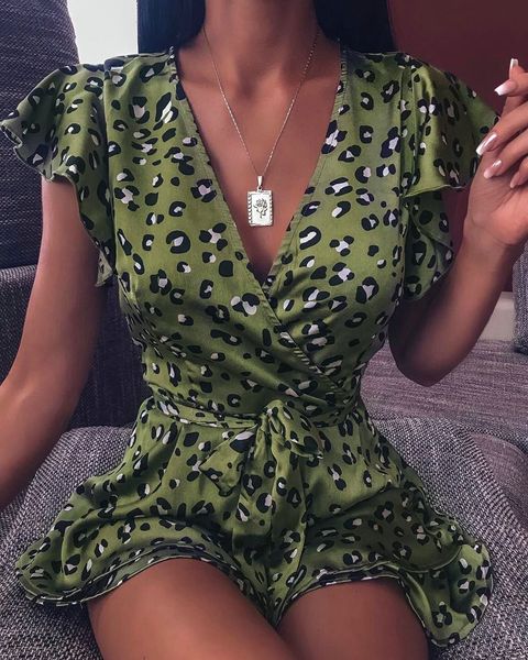 

2020 sell womens ladies print flowers v-neck short sleeve bandage mini dress evening party dress size s-xl, White;black