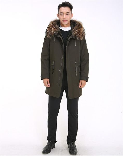 

зимние мужские куртки parka моды выдра шерсти кролика liner racoon волос hat утолщенные теплые пальто мужские ветровки, Black