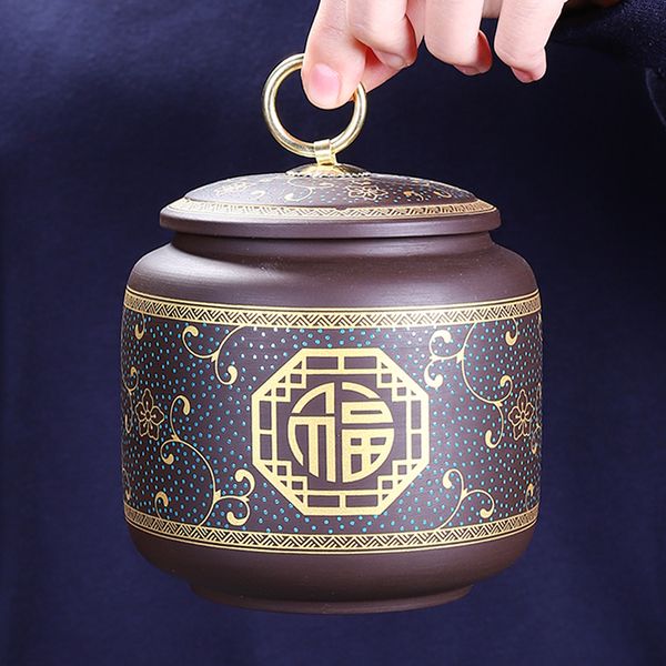 

ceramic seal violet arenaceous caddy receives moistureproof large western household pu 'er tea custom tea storage tanks