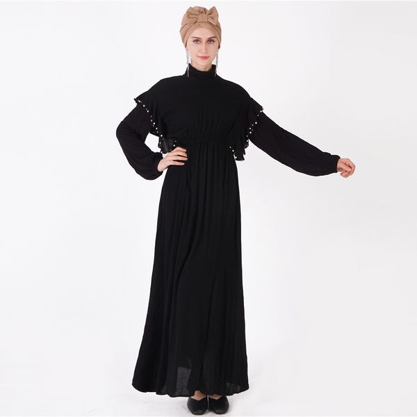 

ramadan elegant muslim abaya arab black robe turkish beading patchwork long dress dubai women islamic dress 9226, Red