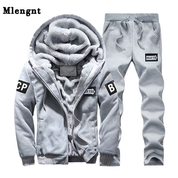 

male fashion hoodie sweatshirt set for winter autumn warm casual outerwear windbreaker classic jacket men coat 3 colors fleece, Black