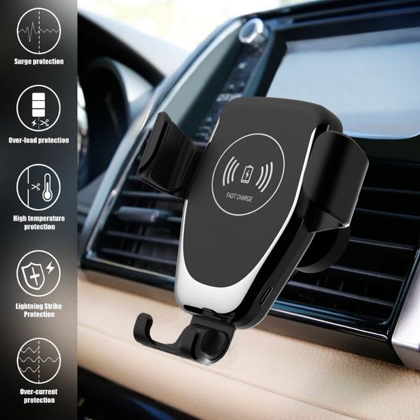 Gravity Car Holder Ricarica wireless per telefono in Car Air Vent Clip Mount Supporto per telefono cellulare per Samsung S10 S9 S8 Huawei spedizione gratuita