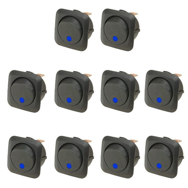 

10 x 28mm car boat round blue led light rocker toggle switch 12v 25a board(blue