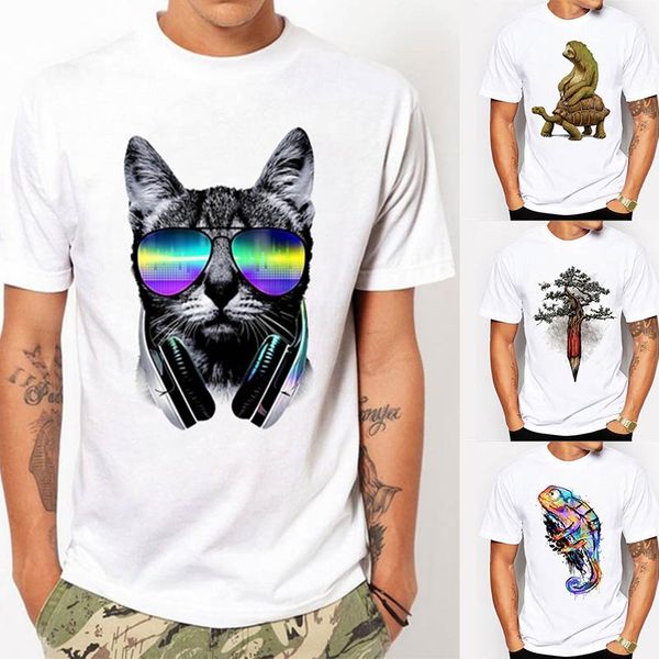

20ss mens summer hip hop t shirt animal printing crew neck short sleeve tees white size s-3xl, White;black