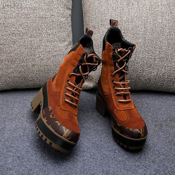 

european station winter new short boots custom heel high heel martin boots retro waterproof custom thick bottom motorcycle boots women, Black