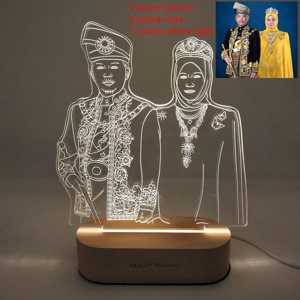 

100% art 3d customized led night light custom text &p usb power keep your precious moments valentine's day gift