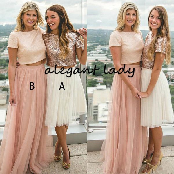 dusty rose sequin bridesmaid dresses