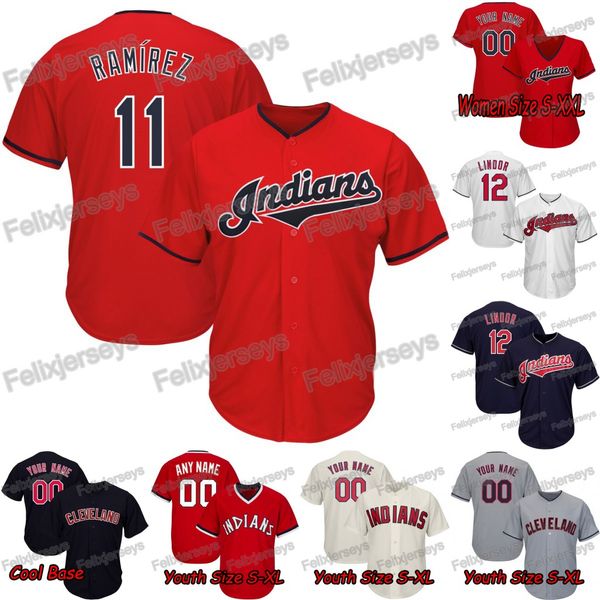 

Lady Youth Men 11 Jose Ramirez Cleveland Carlos Santana Leonys Martin Hanley Ramirez Indians Jason Kipnis Corey Kluber Jersey