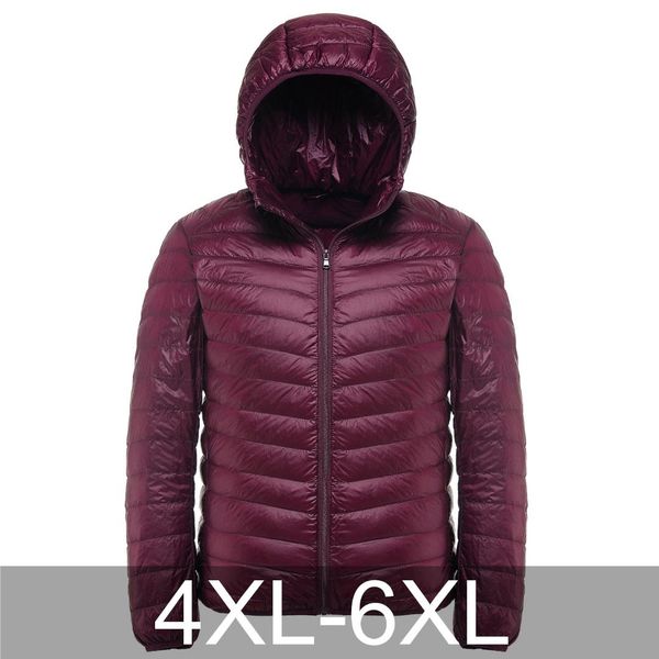 

2019 new winter 90% white duck down coat men hooded ultra light down jacket male windproof warm parka 4xl 5xl 6xl plus size, Black