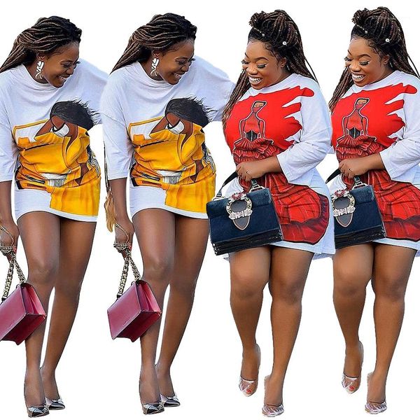 

casual dresses loose fashion womens midi dresses casual pullover designer womens clothing figure print womens, Black;gray