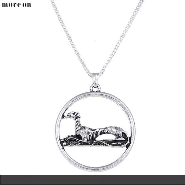 

10pcs antique silver resting greyhound necklace sitting grey hound pendants charm choker necklaces christmas halloween gift