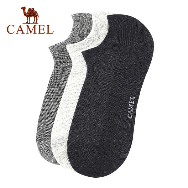 

camel 3pcs sports anti-sweat breathable socks slippers men running cycling dry summer 2019, Black