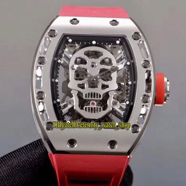 

топ версия роскошные дизайнерские спортивные часы rm 052 true tourbillon механический скелет череп циферблат стальной корпус сапфир rm052 му, Slivery;brown