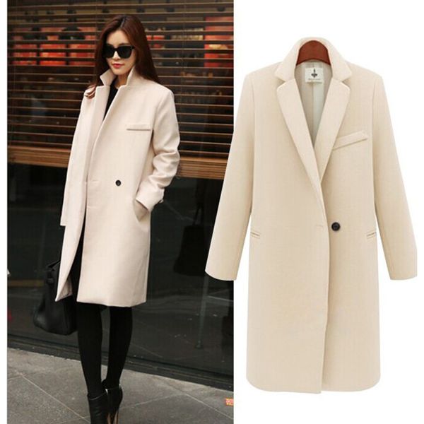 

women's winter jackets and coats single button elegant warm women woolen coat 2017 new long plus size women coat jacket a217, Black