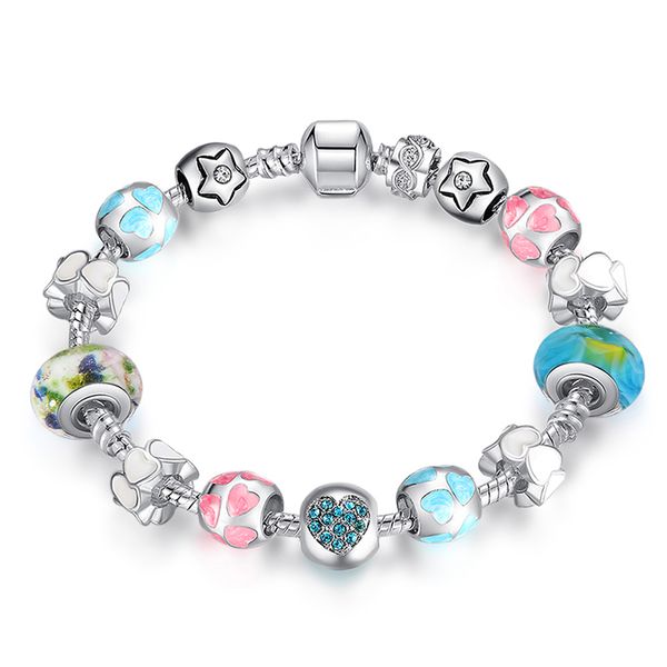 

jinzeyi high-end boutique glass beads bracelet for women charm beaded crystal bracelets female fresh heart shape christmas gift, Black