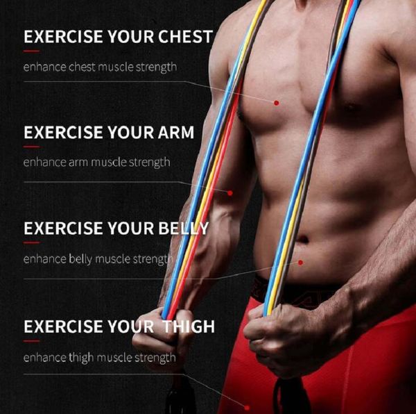 

на складе 11 шт / комплект тросовые подготовки фитнес сопротивления упражнения группа латексная педали труба тренажер тело спорта yog