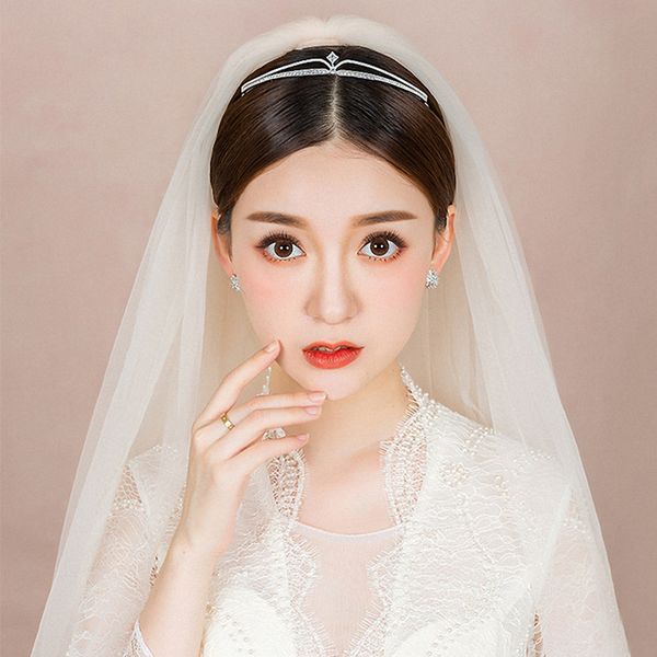 

cubic zircon tiara cz crown bride headbands wedding hair accessories crystal rhinestone pageant prom crowns diadema, Golden;white