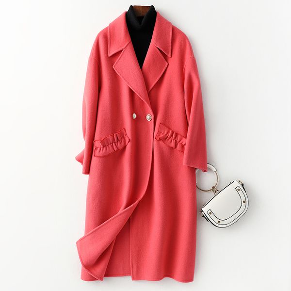 

real шуба женский wool jacket осень зима пальто одежда женщин 2019 корейский урожай шерстяной длинные топы zt5139, Black