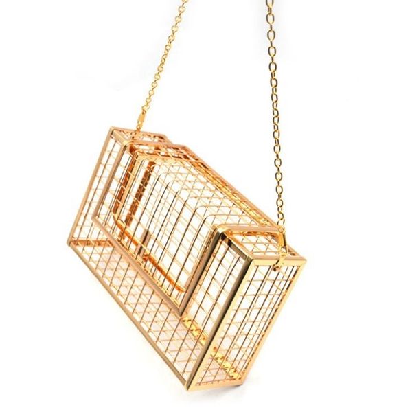 

2019 плеча crossbody сумки женские партии new metal hollow женщин вечерняя сумка роскошные женские сумки клетка мода сумки клатчи cj191209